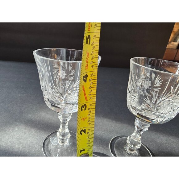 Vintage Crystal Cordial Glasses Set Of 2 With Starburst Etching - Picture 8 of 8